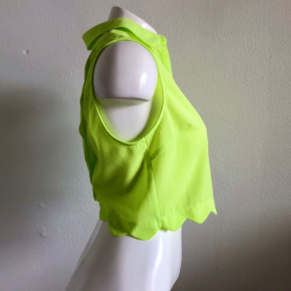 Lush Neon Green Scalloped Crop Top - Picture 9 of 14